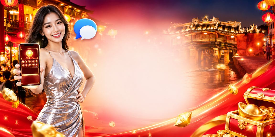 Người dùng mở trang casino trên điện thoại tại chợ đêm Hội An với kết nối di động